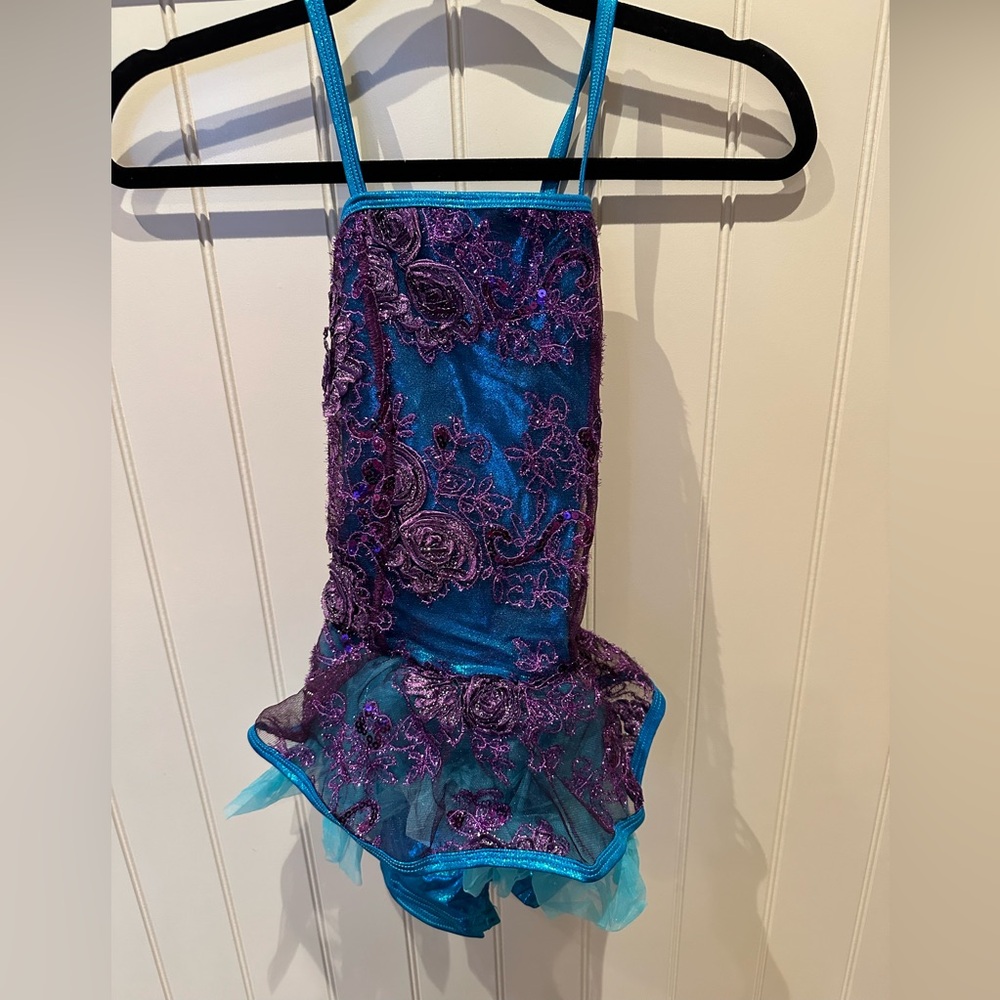 CURTAIN CALL Girls Size Small Child Large Blue & Purple Seqinned Dance D…